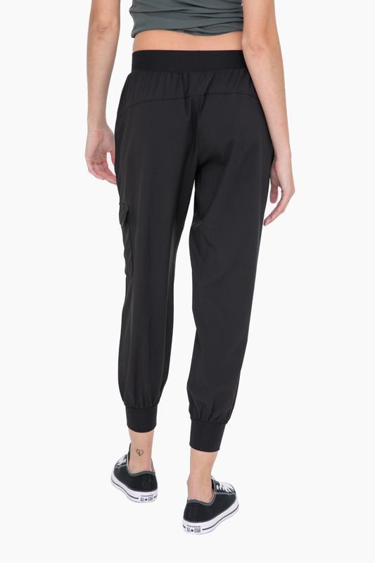 Black High-Waisted Capri Active Joggers with Pockets by Mono B