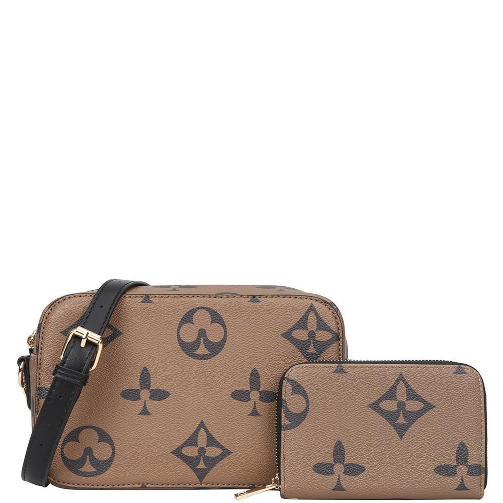 2 in 1 Fashion Printed Zipper Crossbody and Wallet Set