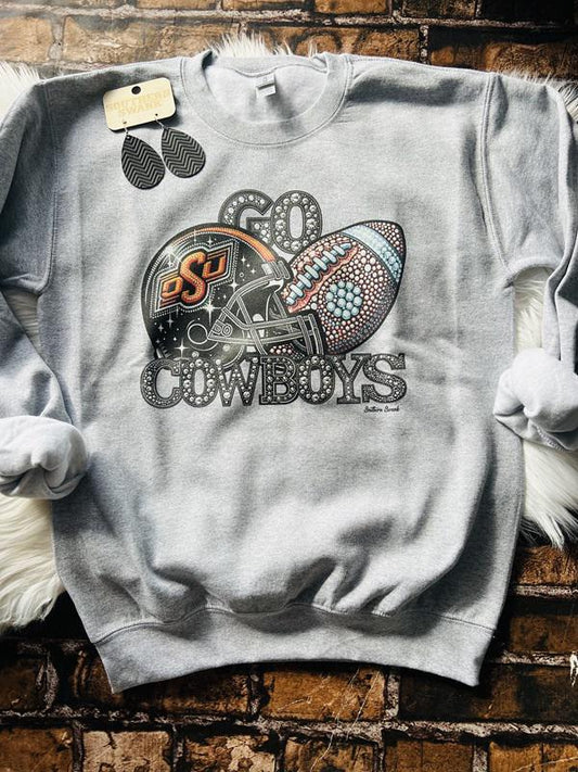 Go Cowboys Faux Rhinestone Sweatshirt