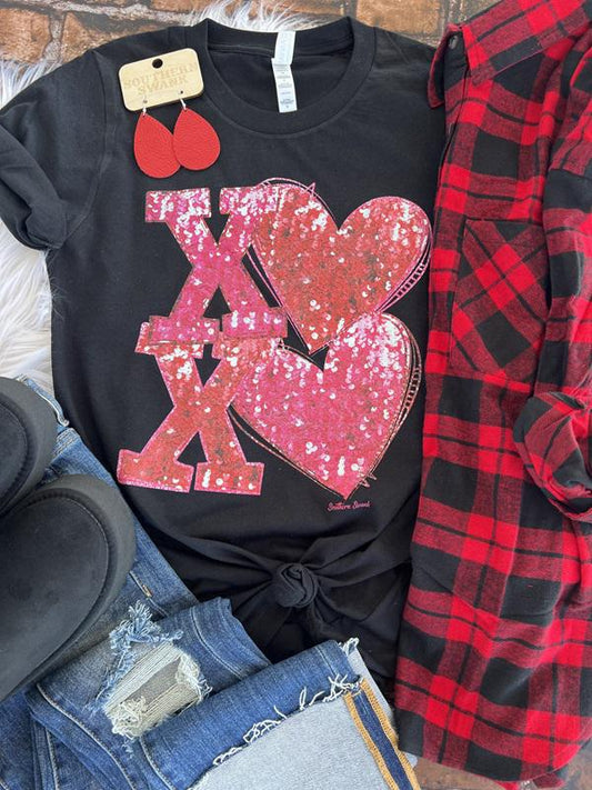 XOXO Faux Sequin Tee