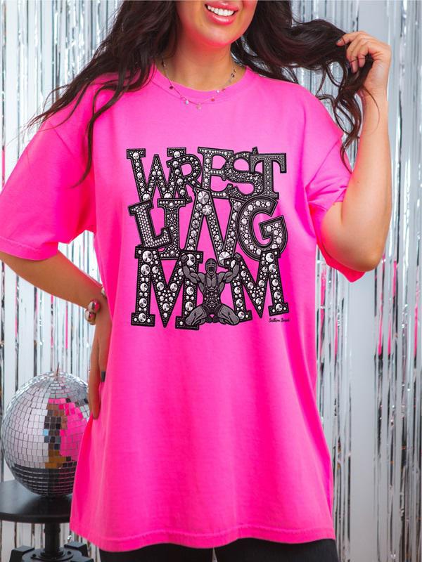 Wrestling Mom Rhinestone Comfort Color Tee