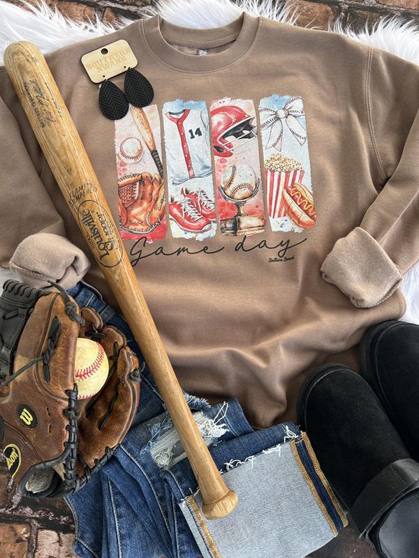 Baseball Game Day Mocha Sweatshirt