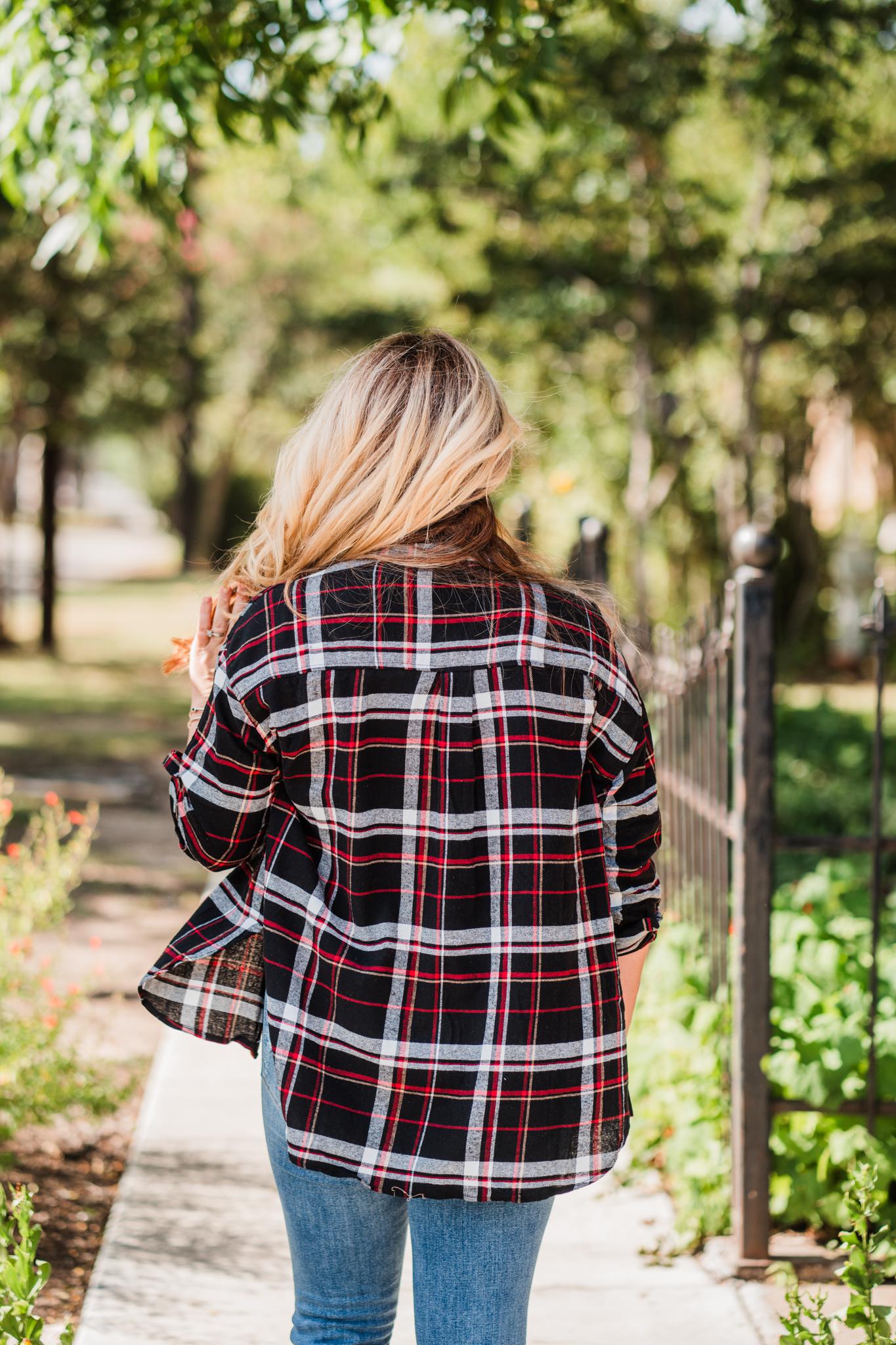 Black and Red Plaid Flannel Shirt