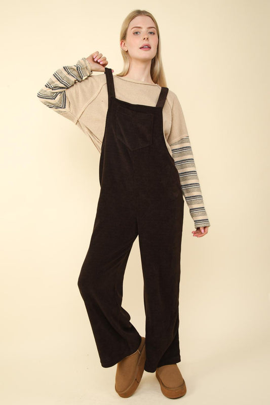 Dark Brown Soft Corduroy Overall Jumpsuit by Very J