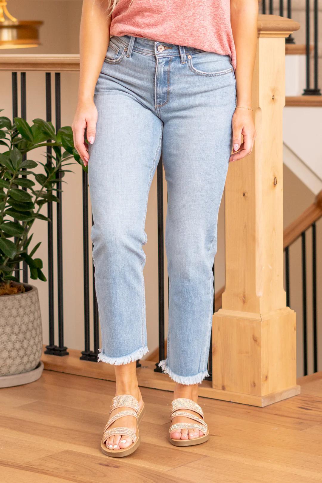 Nancy High Rise Slim Straight Jeans by KanCan