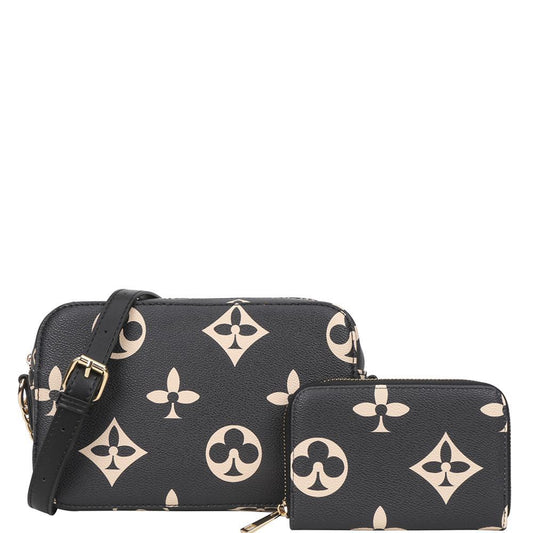 2 in 1 Fashion Printed Zipper Crossbody and Wallet Set