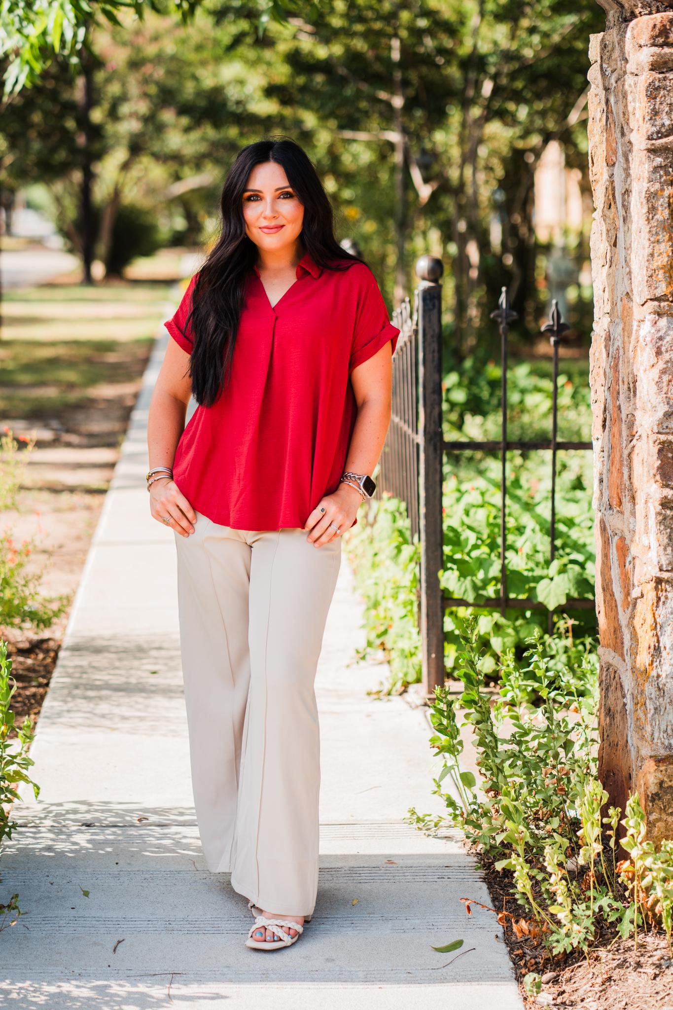 Ecru Wide Leg Woven Pants with PinTuck and Side Pockets