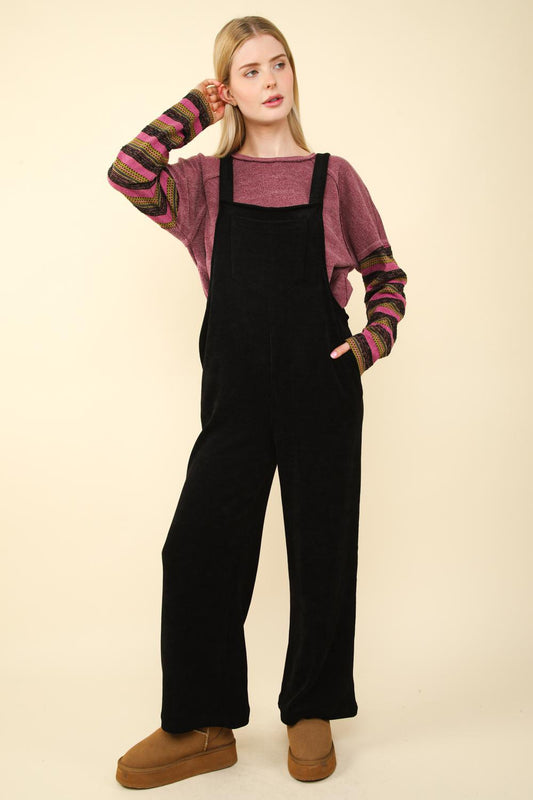 Black Soft Corduroy Overall Jumpsuit by Very J