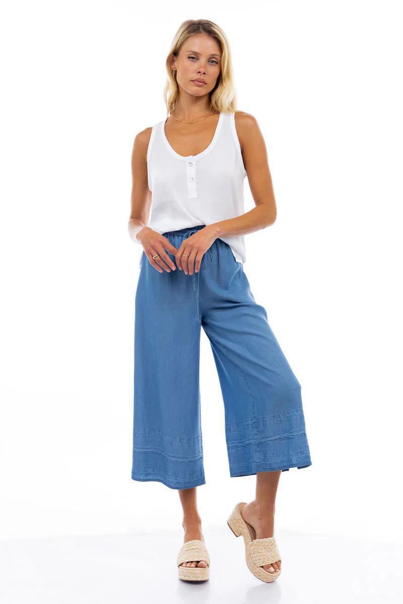 Cropped Wide Leg Capri Tencel Pants by Naked Zebra