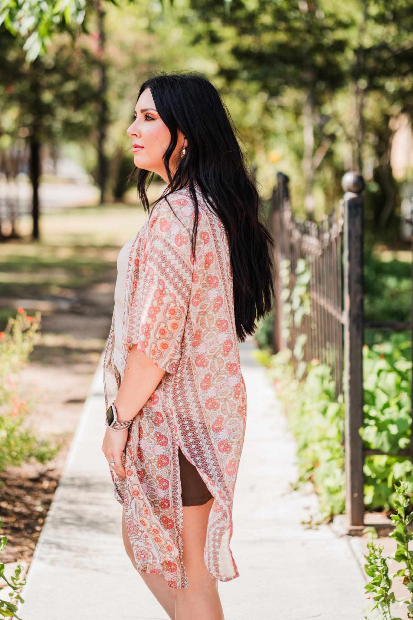 Khaki Floral Kimono