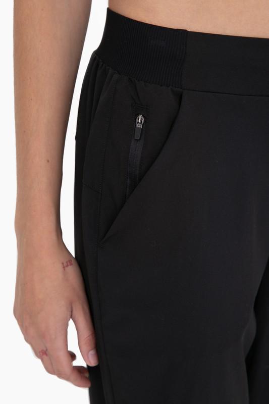 Black High-Waisted Capri Active Joggers with Pockets by Mono B