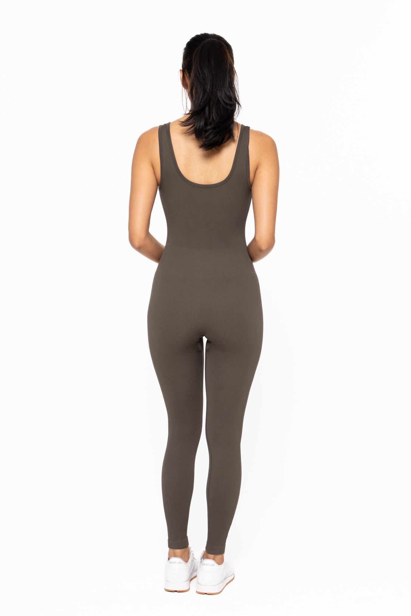 Dark Olive Catsuit-Style Ribbed onesie by Mono B