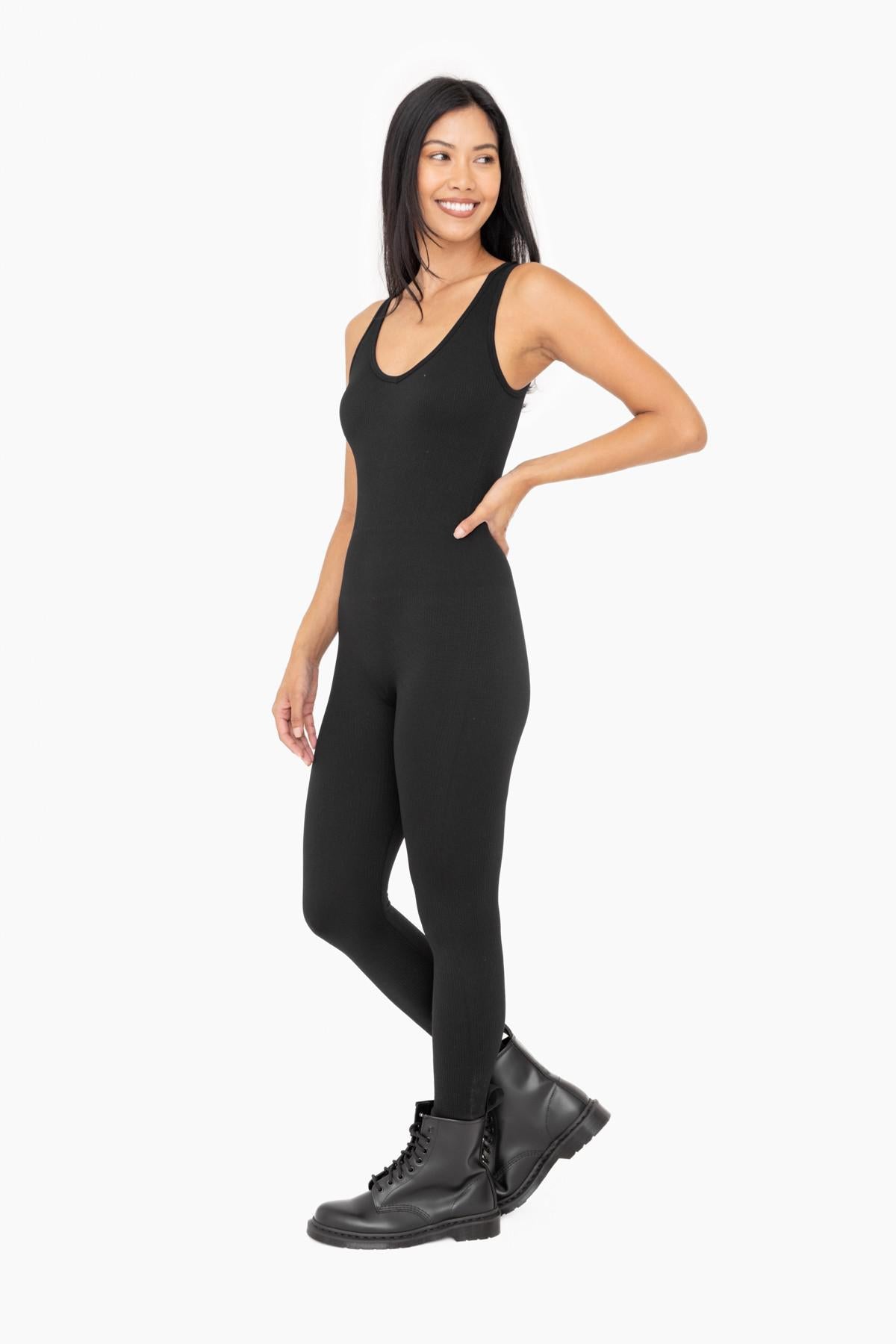 Black Catsuit-Style Ribbed onesie by Mono B