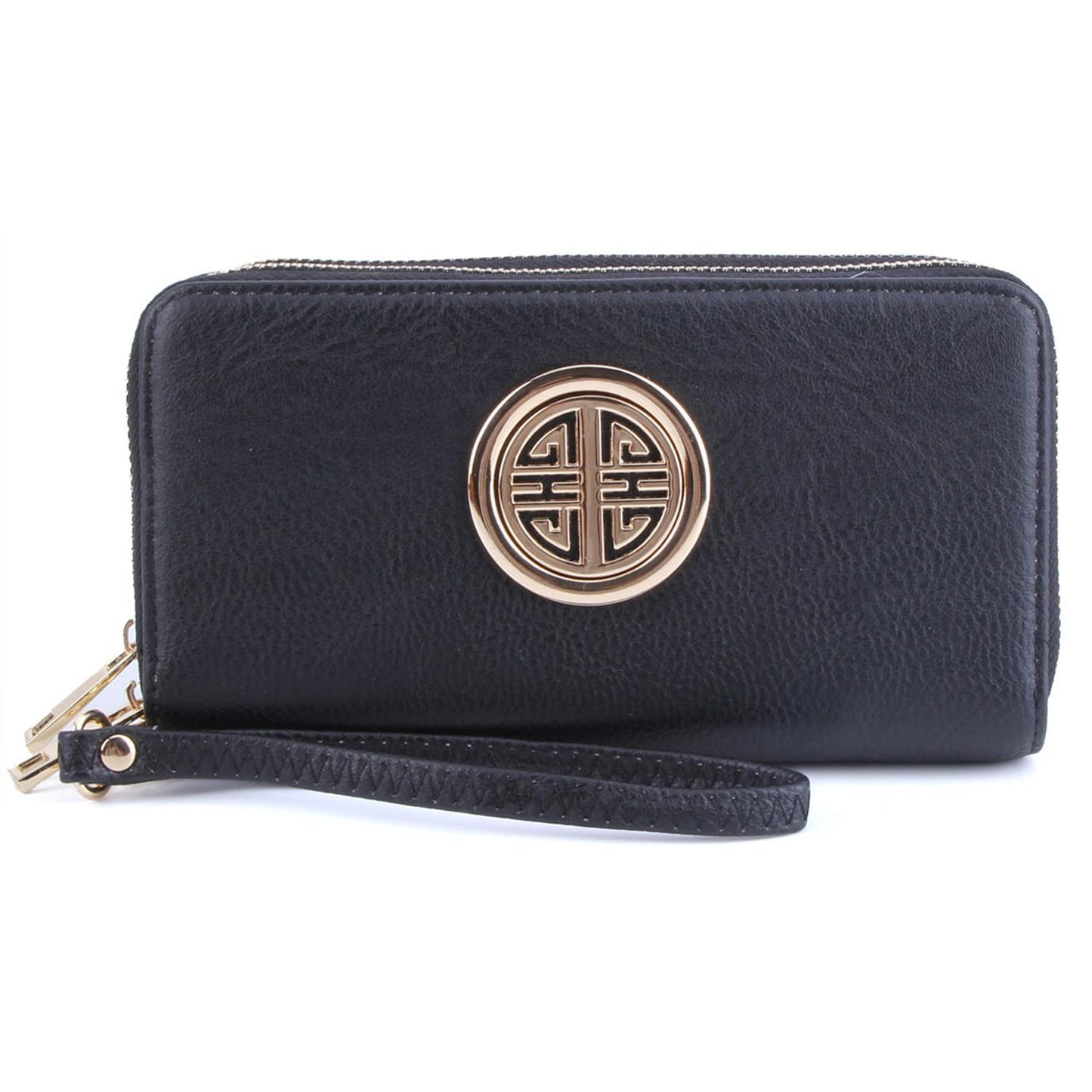 Double Zipper Long Wallet with Wristlet