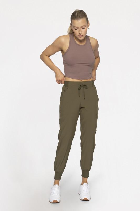 Ivy Green High-Waisted Capri Active Joggers with Pockets by Mono B