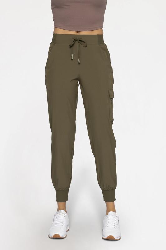 Ivy Green High-Waisted Capri Active Joggers with Pockets by Mono B