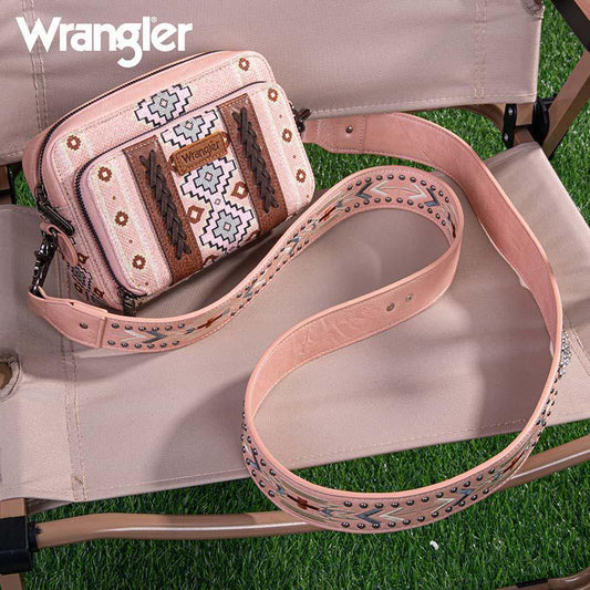 Pink Wrangler Atech Printed Crossbody Purse with Wallet Compartment