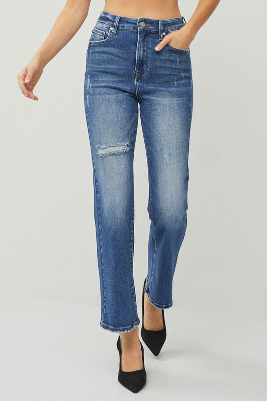 Risen High Rise Straight Ankle Jeans - RDP5711