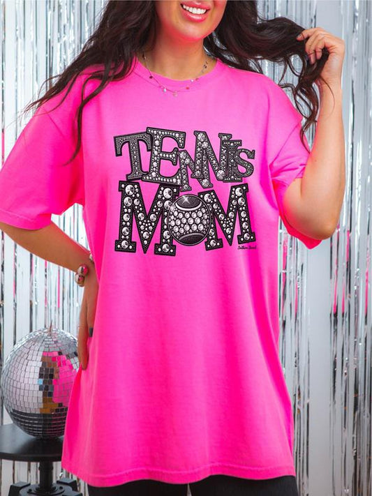 Tennis Mom Rhinestone Comfort Color Tee