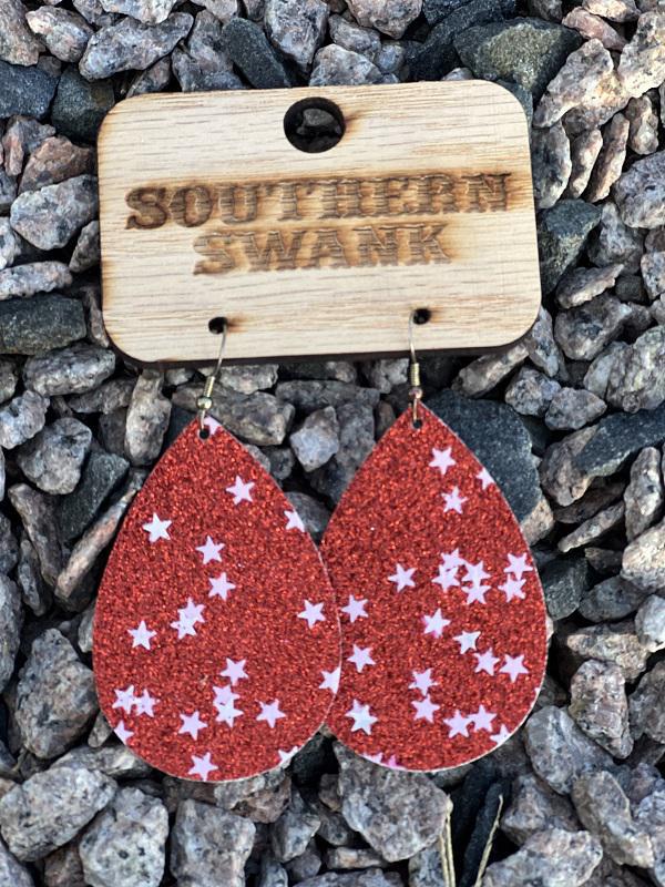 Red Star Glitter Earrings