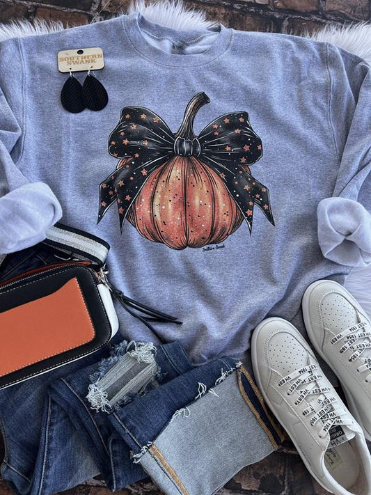 Pumpkin With Black Bow Sweatshirt