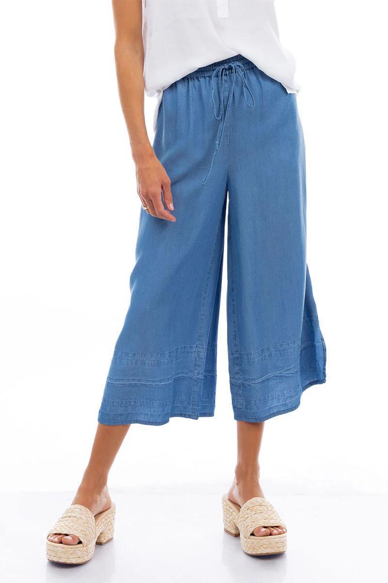 Cropped Wide Leg Capri Tencel Pants by Naked Zebra