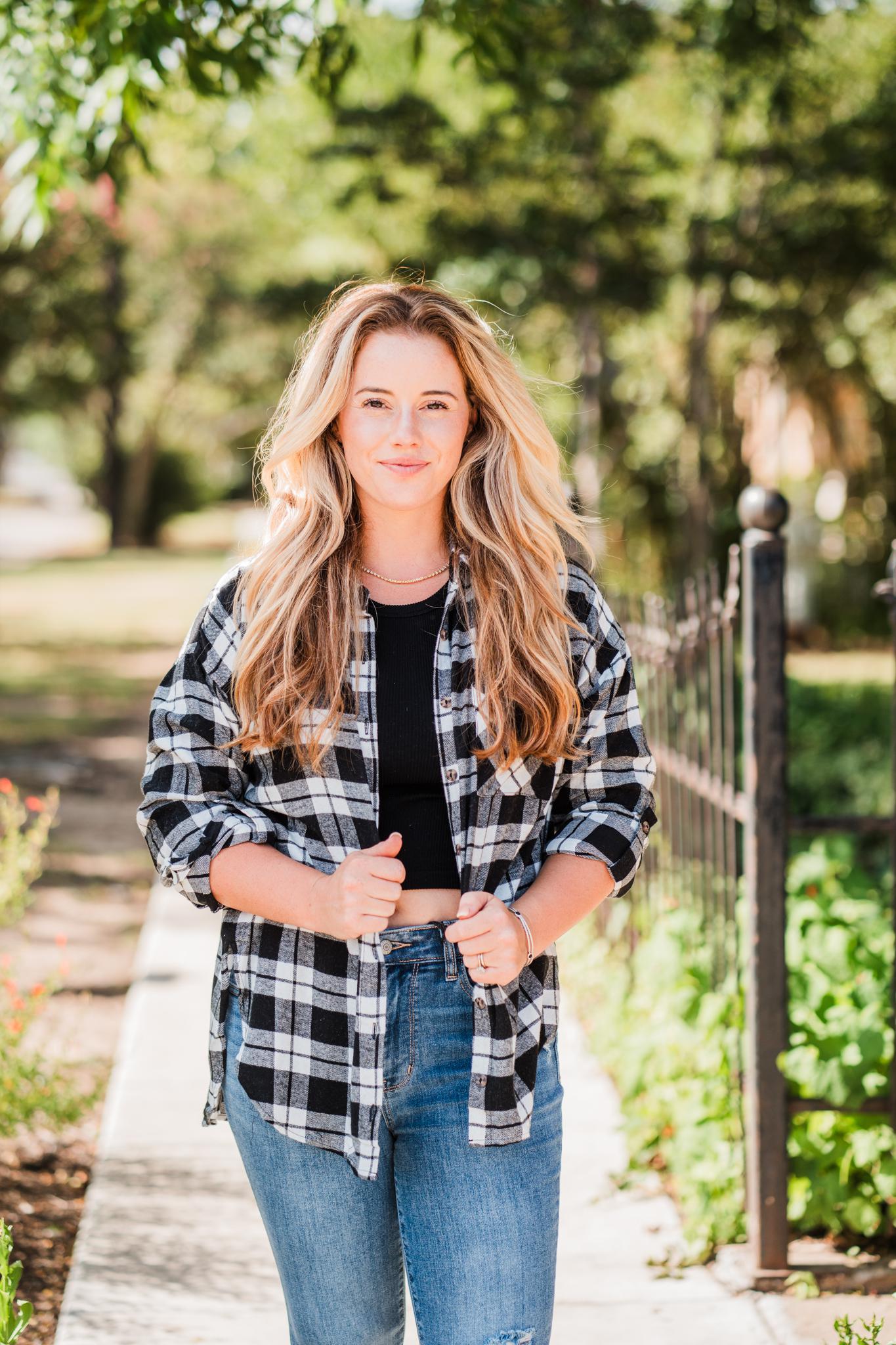 Black & White Plaid Flannel Shirt