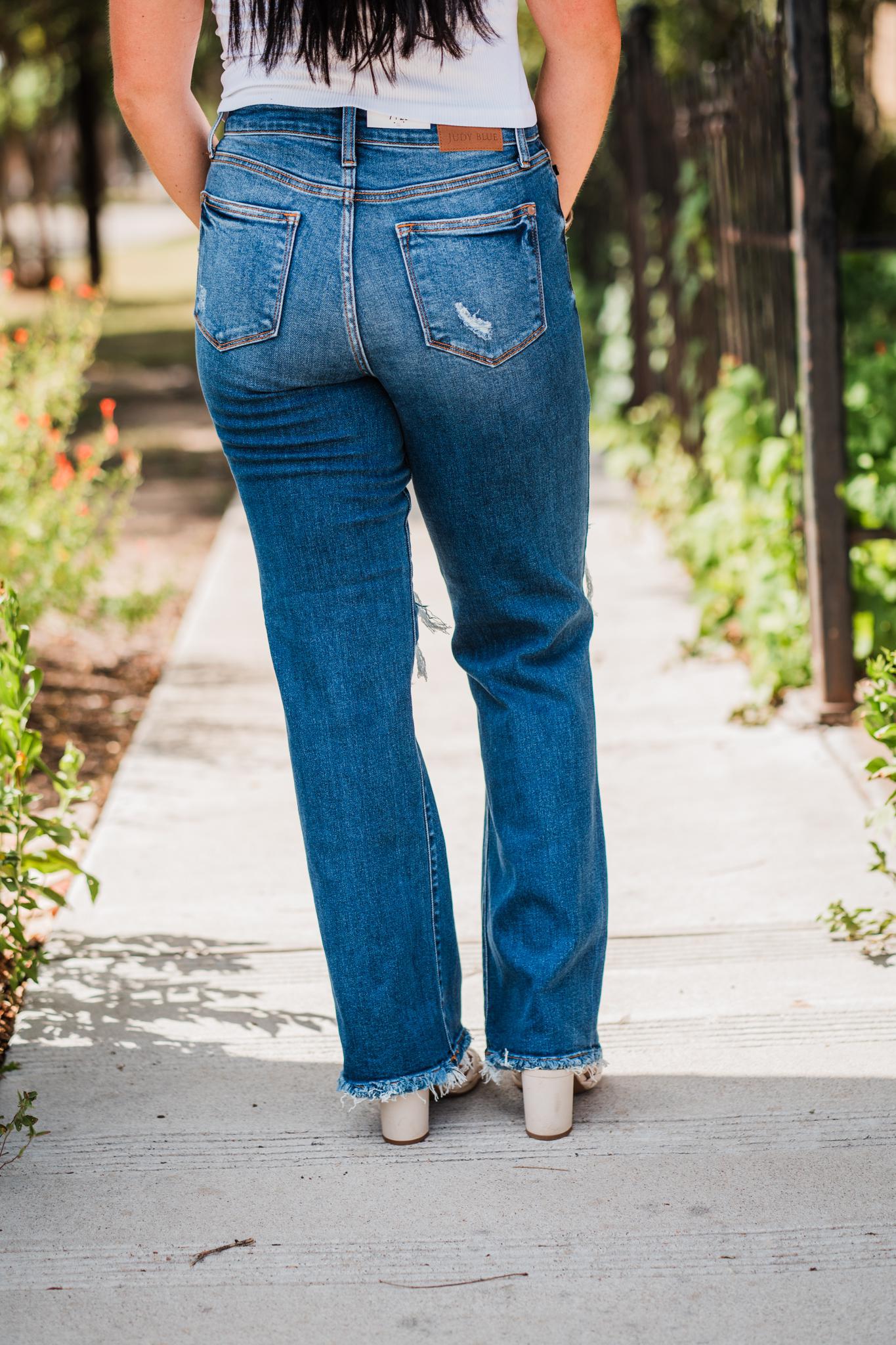 Mid Rise Dad Distressed Jean by Judy Blue