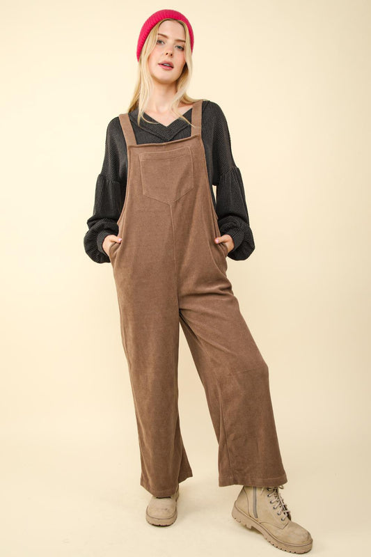 Mocha Brown Soft Corduroy Overall Jumpsuit by Very J