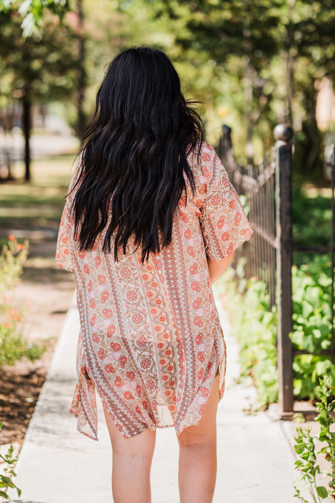 Khaki Floral Kimono