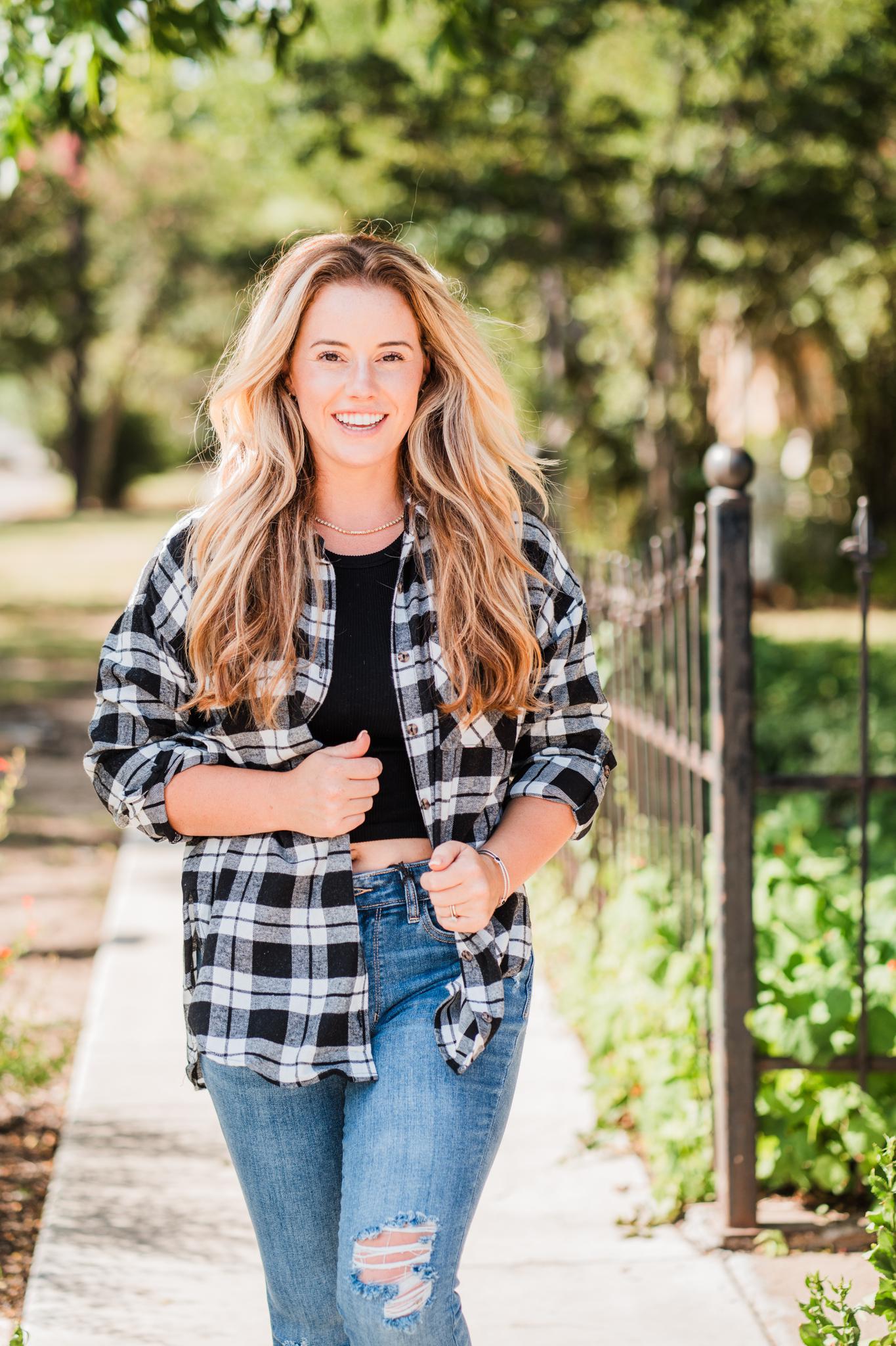 Black & White Plaid Flannel Shirt