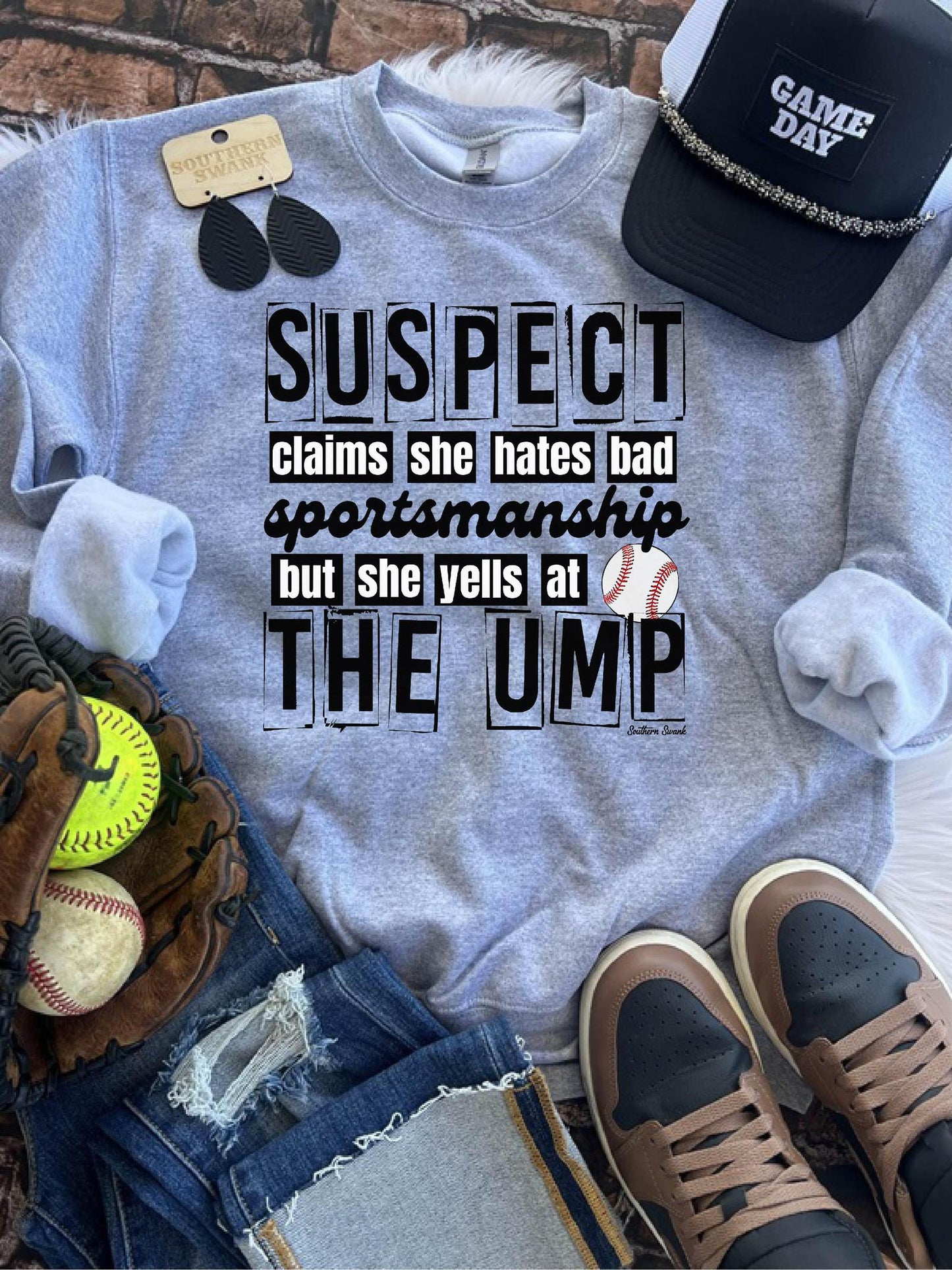 Suspect Claims Baseball or Softball Sweatshirt