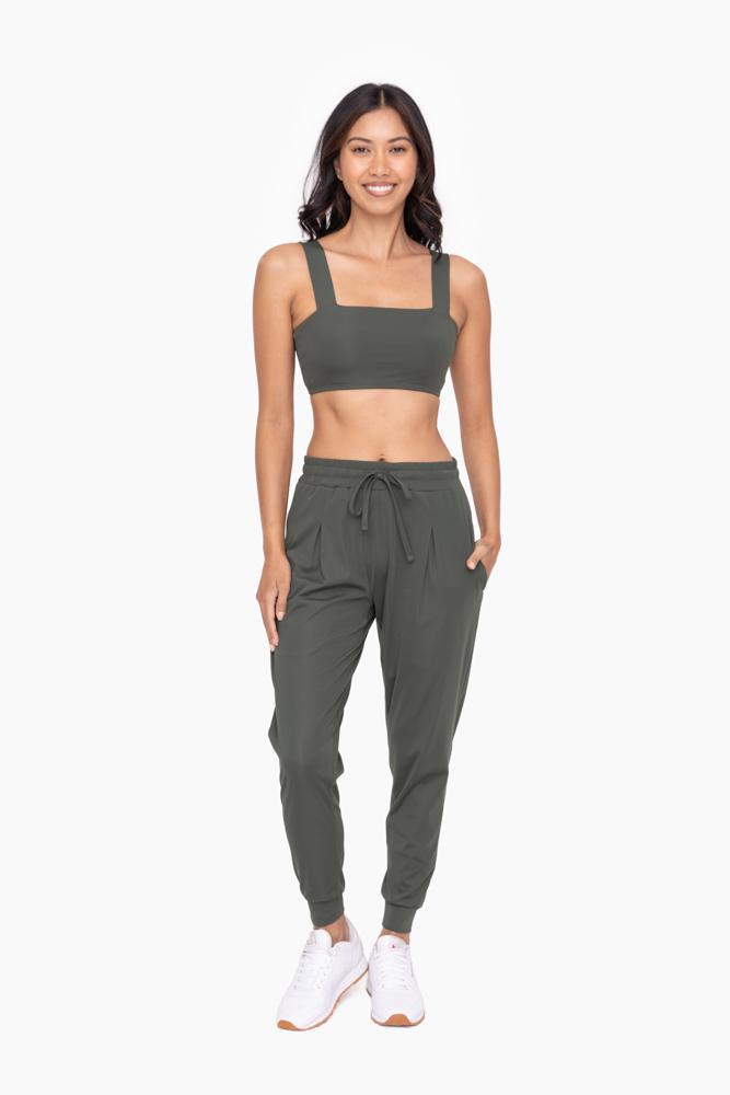 Deep Forest Solid Pleated Front Joggers by Mono B