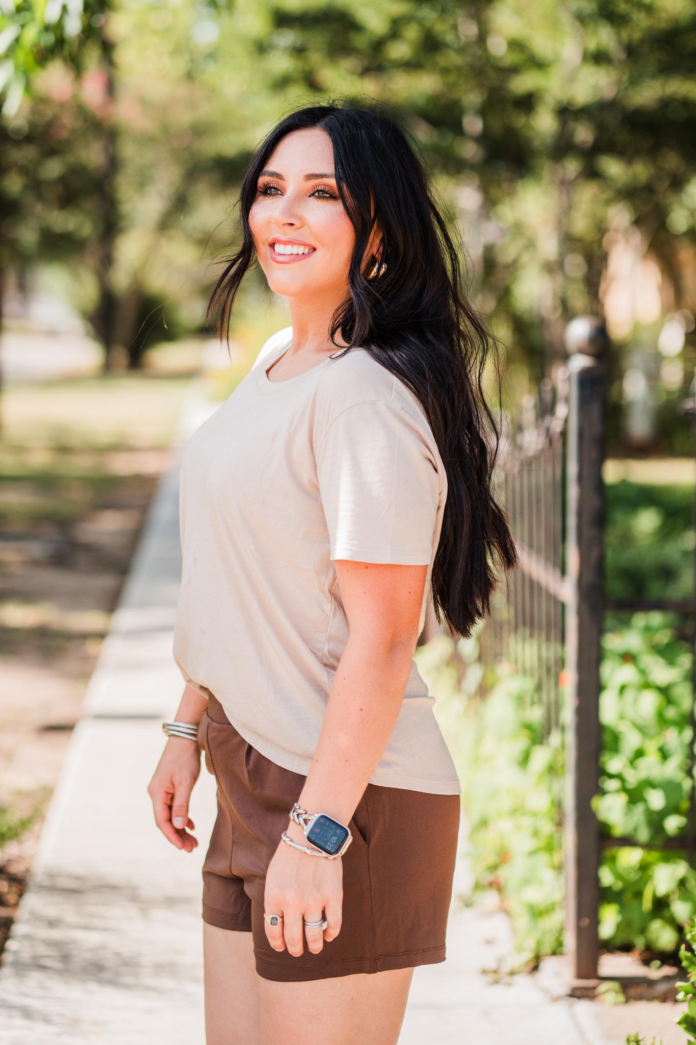 Oversized Basic Short Sleeve Knit Tee