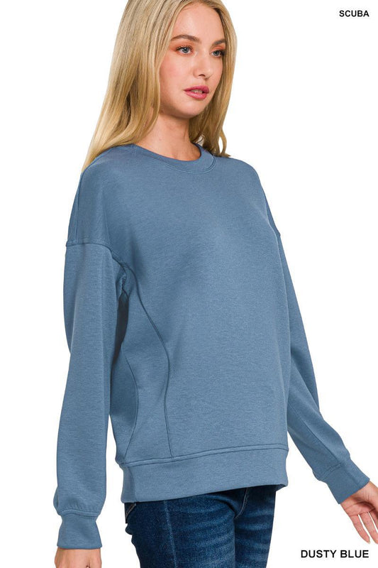 Dusty Blue Scuba round-neck sweatshirts