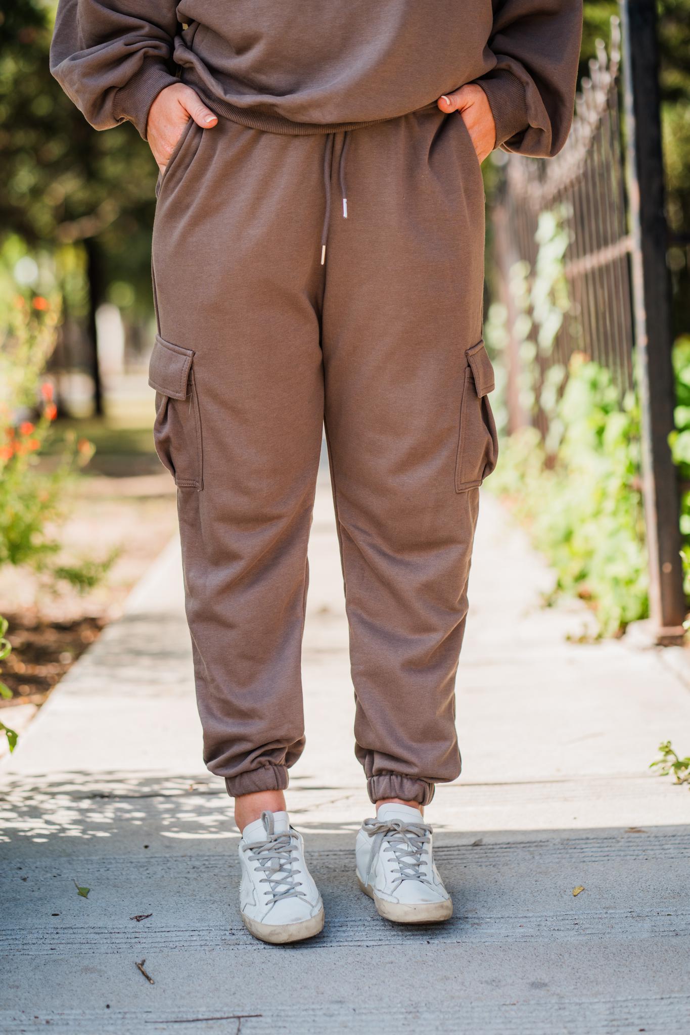 Mocha French Terry Knit Jogger Pant Set