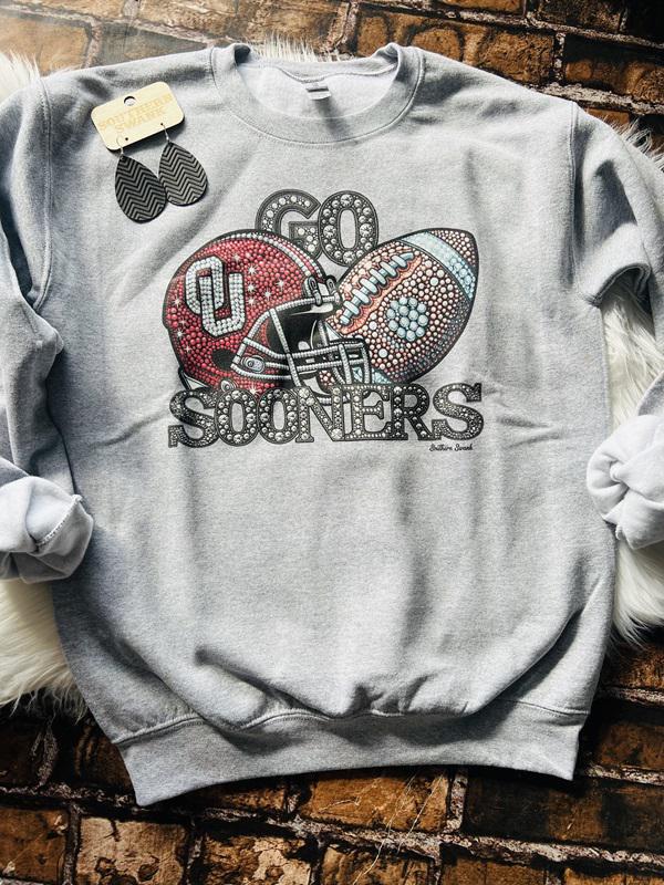 Go Sooners Faux Rhinestone Sweatshirt