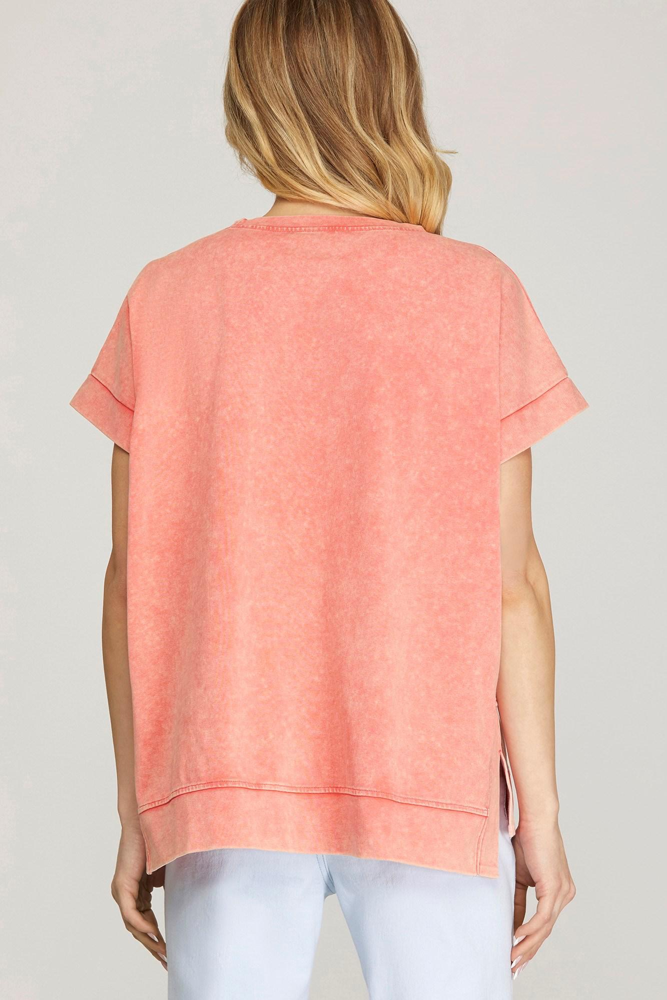 Peach Vintage Washed Knit Top