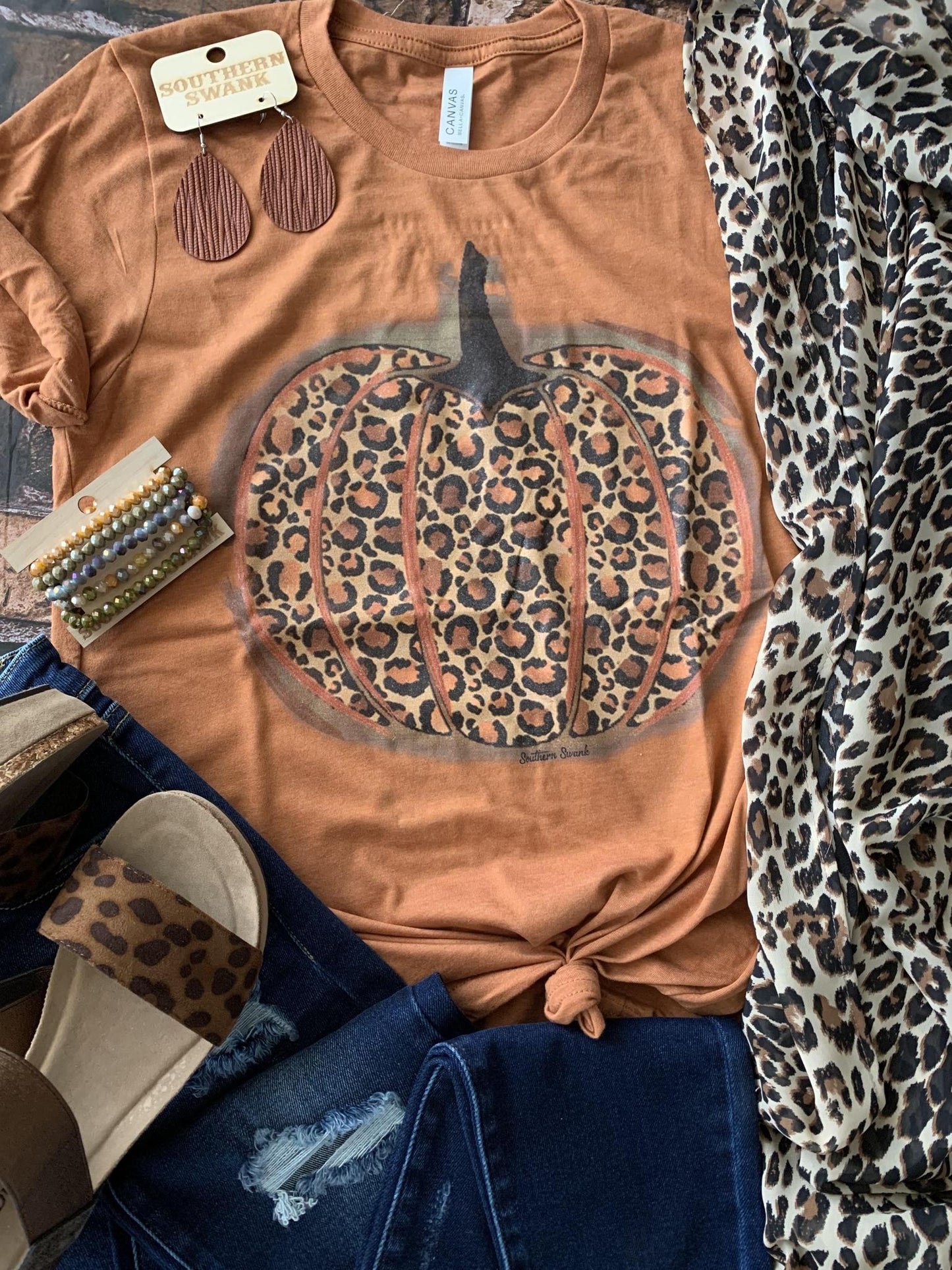 Leopard Autumn Pumpkin Tee