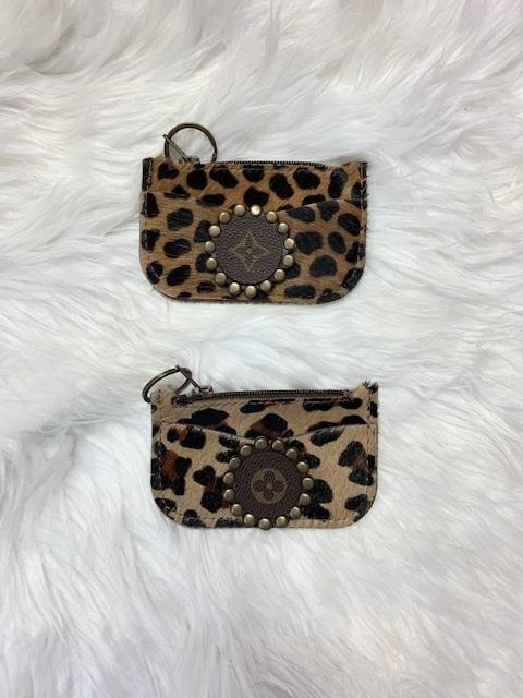 Lainey Leopard Keep It Gypsy Leather LV Accent Wristlet Purse