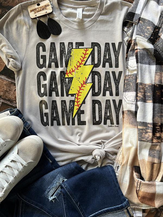 Game Day Softball Bolt Tee