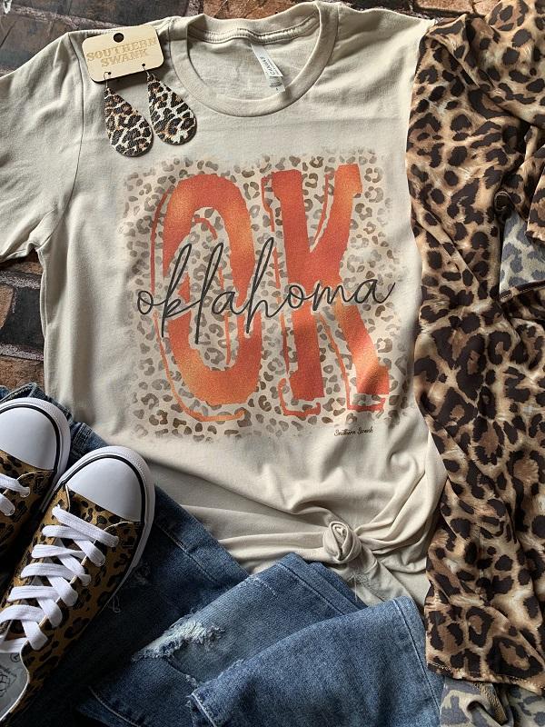 OK Foil Leopard Print Orange Tee