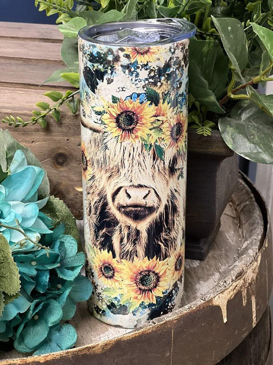 Sunflower Cow Tumbler